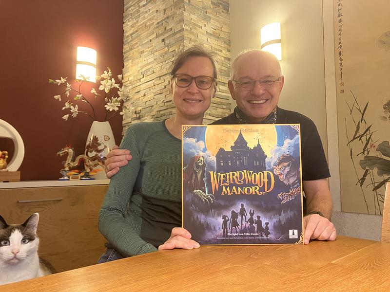 [Frank and Nicole with Weirdwood Manor - farewell from SPIEL 2026]